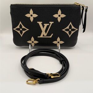 Louis Vuitton Black & Beige Monogram Pochette Crossbody Bag